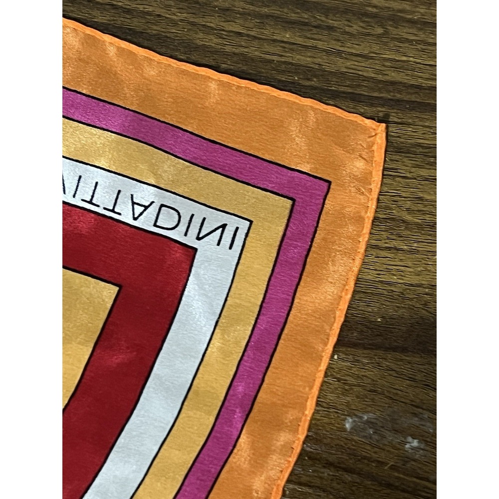 Vtg scarf 80s Adrienne Vittadini Colorful Silk Scarf 35.25" geometric - Picture 3 of 11